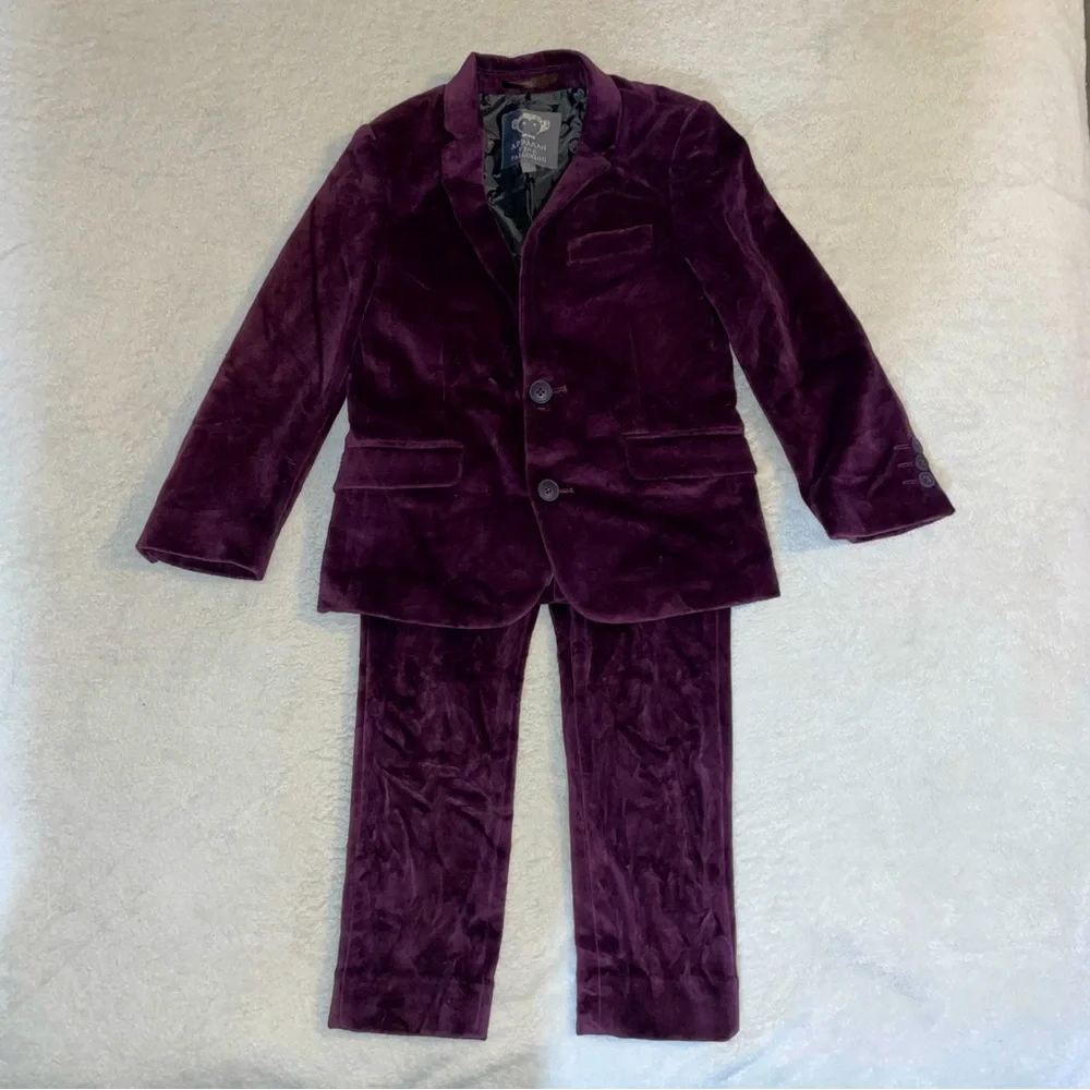 Appaman Boys Velvet Two-Piece Set in Deep Plum